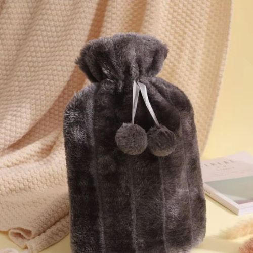 TERMOFOR NA WODĘ 2L W POKROWCU PLUSZOWY OGRZEWACZ GUMOWY W SWETERKU GRAFIT na Arena.pl