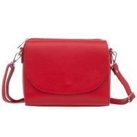 VERA PELLE torebka skórzana listonoszka 3 komorowa z paskiem V020 czerwona