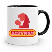 Kubek Czarny Prezent Dla Mamy Matki Best Mom Z Nadrukiem Ze Zdjęciem