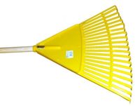grabie do liści 36cm z tworzywa z trzonkiem drewnianym 130cm żółte