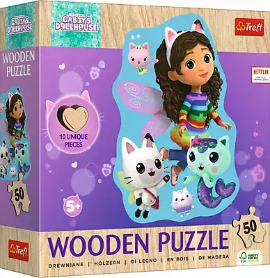 Puzzle Drewniane 50 Elementów. Koci Domek Gabi. Wesoła Gabby na Arena.pl