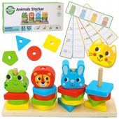 PIRAMIDKA SENSORYCZNA UKŁADANKA MONTESSORI SORTER DREWNIANE KLOCKI WOOPIE