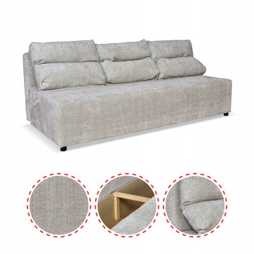 Kanapa sofa KIMO funkcja spania pojemnik Family Meble Ramona j. szary welur na Arena.pl