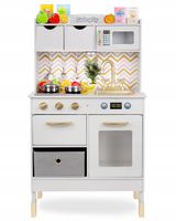 DREWNIANA KUCHNIA DLA DZIECI KINDERPLAY ŚWIATŁO LED DŹWIĘK PREMIUM 107cm