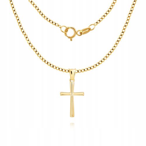 ZŁOTY PEŁNY ŁAŃCUSZEK MĘSKI PANCERKA Z KRZYŻYKIEM 925/585 SREBRO GRAWER na Arena.pl