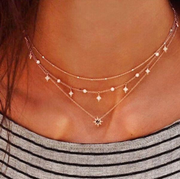 Naszyjnik choker boho złoty gwiezdny celebrytka zdjęcie 2