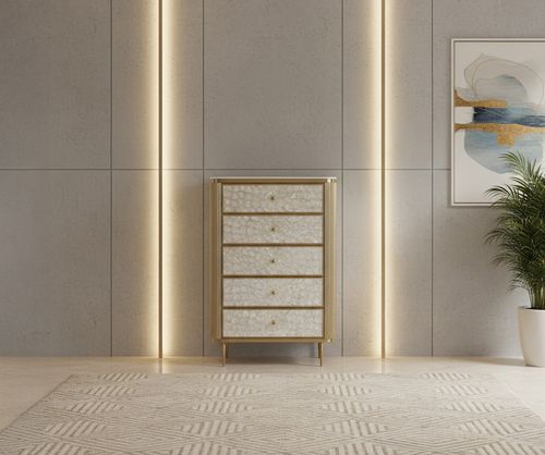 Komoda złota ryflowana muszelkowe fronty Champion 120x80x40 na Arena.pl