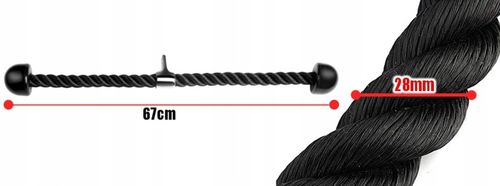 SZNUR UCHWYT DO WYCIĄGU LINA NA TRICEPS MASYWNA I SOLIDNA Z KARABIŃCZYKIEM na Arena.pl