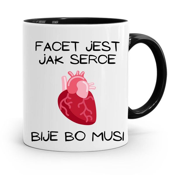 Kubek Czarny Dla Chłopaka Facet Bije Bo Musi Z Nadrukiem Ze Zdjęciem zdjęcie 1