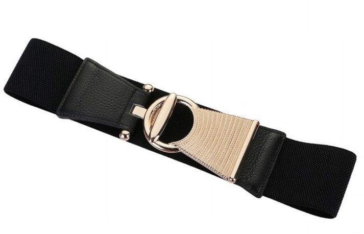 Pasek Szeroki Złota Klamra Do Sukienki Elastyczny zdjęcie 4
