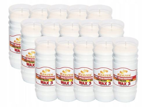 ZNICZE PARAFINOWE WKŁADY 3 DNI 72 h KERZEN 15 SZT na Arena.pl