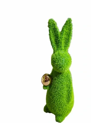 FIGURKA WIELKANOCNY ZAJĄC KRÓLIK zielony ze złotym jajkiem model I zdjęcie 1