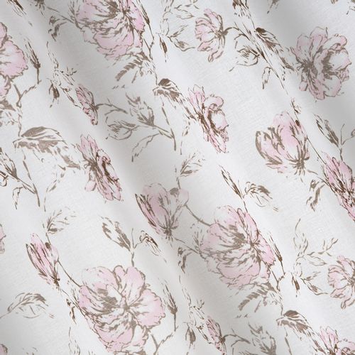Firana gotowa na przelotkach AMBER 140x250 biała różowe beżowe kwiaty na Arena.pl