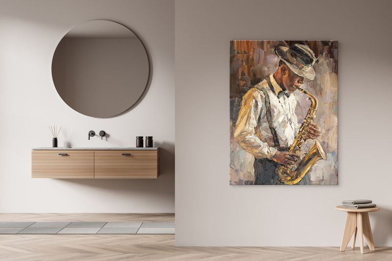 Obraz Abstrakcja MUZYK Jazzman Saksofon Portret Vintage 40cm x 50cm zdjęcie 10