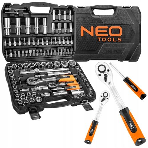 NEO 10-212 ZESTAW KLUCZE NASADOWE 1/2", 1/4" TORX NASADKI WALIZKA 108el na Arena.pl