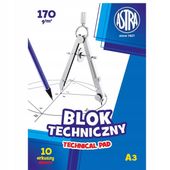 blok techniczny a3/10k biały astra 170g a'10 2600