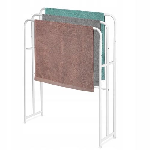 STOJAK BIAŁY NA RĘCZNIKI WIESZAK STOJĄCY PODŁOGOWY ŁAZIENKOWY METALOWY na Arena.pl