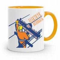Kubek Żółty Prezent Elektryka Elektryk Akrobata Z Nadrukiem Ze Zdjęciem