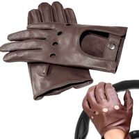 Męskie rękawiczki samochodowe Skórzane Dotykowe Wygodne Brązowe S
