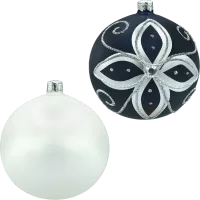 Bombki okrągłe: granatowe i białe