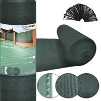 SIATKA CIENIUJĄCA MASKUJĄCA 90% OGRODZENIE 1,5x50m + OPASKI ZACISK ZIELONA