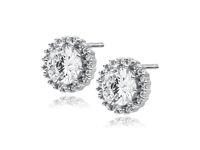 Eleganckie klasyczne rodowane srebrne kolczyki białe cyrkonie srebro 925 Z1676E_W