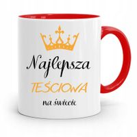 Kubek Czerwony Teściowej Najlepsza Na Świecie Z Nadrukiem Ze Zdjęciem