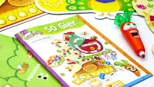 LABORATORIUM 50 GIER ZESTAW EDUKACYJNY ŚWIECĄCA MARCHEWKA KARTY MEMO PUZZLE na Arena.pl