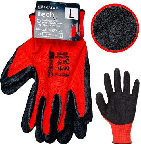 rękawice robocze mercator tech red+black latex - l - 1 para na Arena.pl