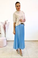 Długa Spódnica Maxi Plisowana Niebieski UNI