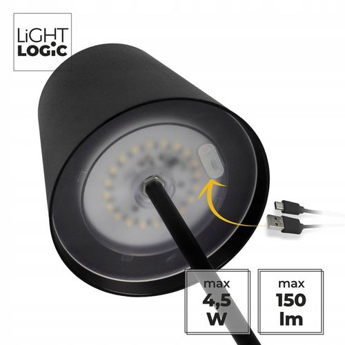 Lampka stołowa biurkowa LED LL WARS DIM CCT B czarna USB przenośna na Arena.pl