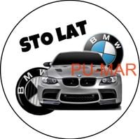 Opłatek na tort Urodziny BMW Auto Samochód Logo Tekst Gratis
