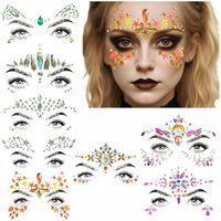 Naklejki na Twarz Kryształy 3D Diamenty Cyrkonie Makijaż Na Karnawał x8