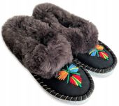 Ciepłe Kapcie Pantofle Damskie Góralskie Bambosze Wełniane Laczki r.