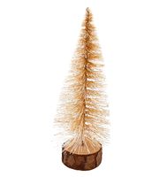 CHOINKA SZTUCZNA NA PNIU z brokatem dekoracja 14cm BIAŁA ZŁOTA