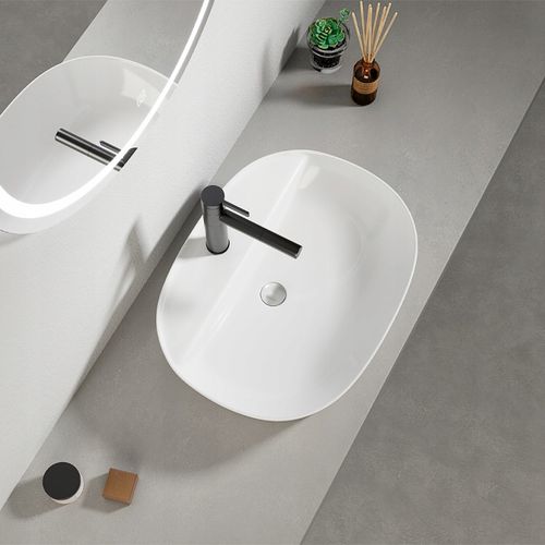 UMYWALKA NABLATOWA STAWIANA BIAŁA Z OTWOREM CERAMICZNA OWALNA 50 x 38 CM na Arena.pl