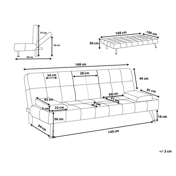 Sofa rozkładana niebieska ROXEN zdjęcie 9