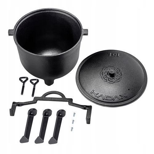 KADAX Kociołek Żeliwny 10L Myśliwski Garnek Na Ognisko Grill Do Pieczonek na Arena.pl