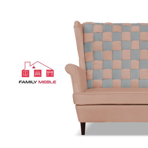 Zestaw uszak CAROL DUO sofa fotele Family Meble różowo - szary na Arena.pl