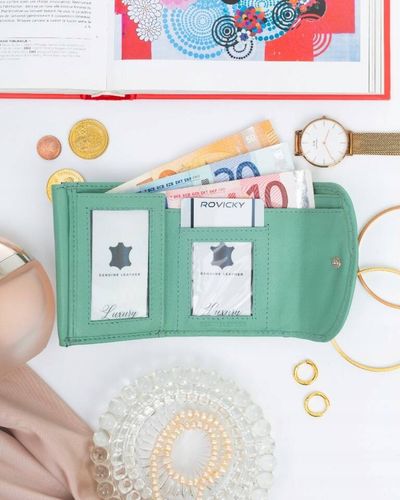 elegancki, mały portfel damski na zatrzask ze skóry naturalnej - rovicky na Arena.pl