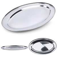 Taca Stalowa Srebrna do Serwowania Owalna Talerz Patera Półmisek 34x21,5 cm
