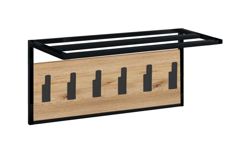 Wieszak ścienny do przedpokoju LOFT czarny/dąb złoty zdjęcie 1