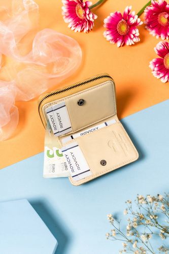 mały portfel damski ze skóry naturalnej ze wzorem fal - lorenti na Arena.pl