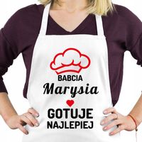 Fartuch kuchenny biały z nadrukiem dla babci na Dzień Babci prezent