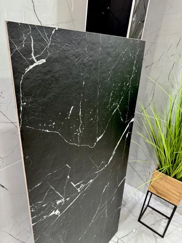 Płytka wielkoformatowa 120x280 czarny marmur mat Nero Marquina gres 6mm na Arena.pl