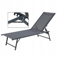 Składany Leżak ogrodowy mocny 5-pozycyjny mechanizm SANYA66 c. szary