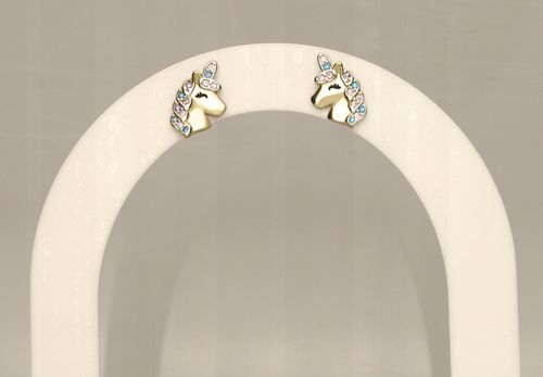 Srebrne kolczyki jednorożce dla dziewczynki srebro pozłacane sztyfty na Arena.pl