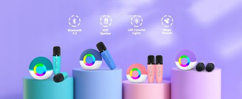 BEZPRZEWODOWY EFEKT ŚWIETLNY KARAOKE STEREO + 2 MIKROFONY na Arena.pl