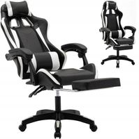 FOTEL GAMINGOWY BIUROWY Obrotowy Z Podnóżkiem Kubełkowy Krzesło Gamingowe