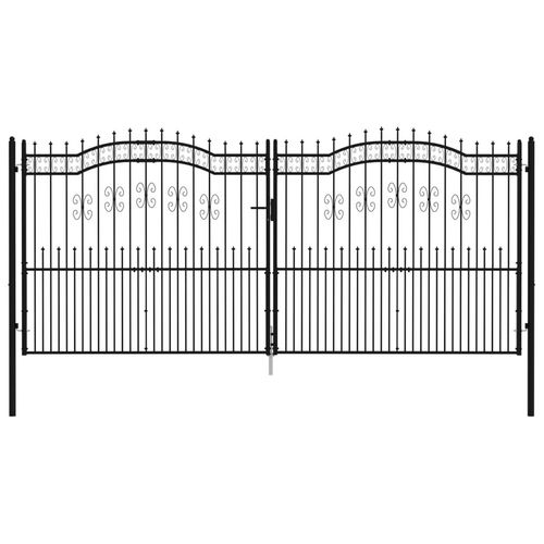 Brama z grotami, czarna, 406x223 cm, malowana proszkowo stal na Arena.pl